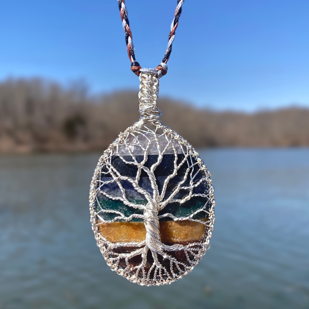 Tree of Life Necklace on Seven Layer Stone