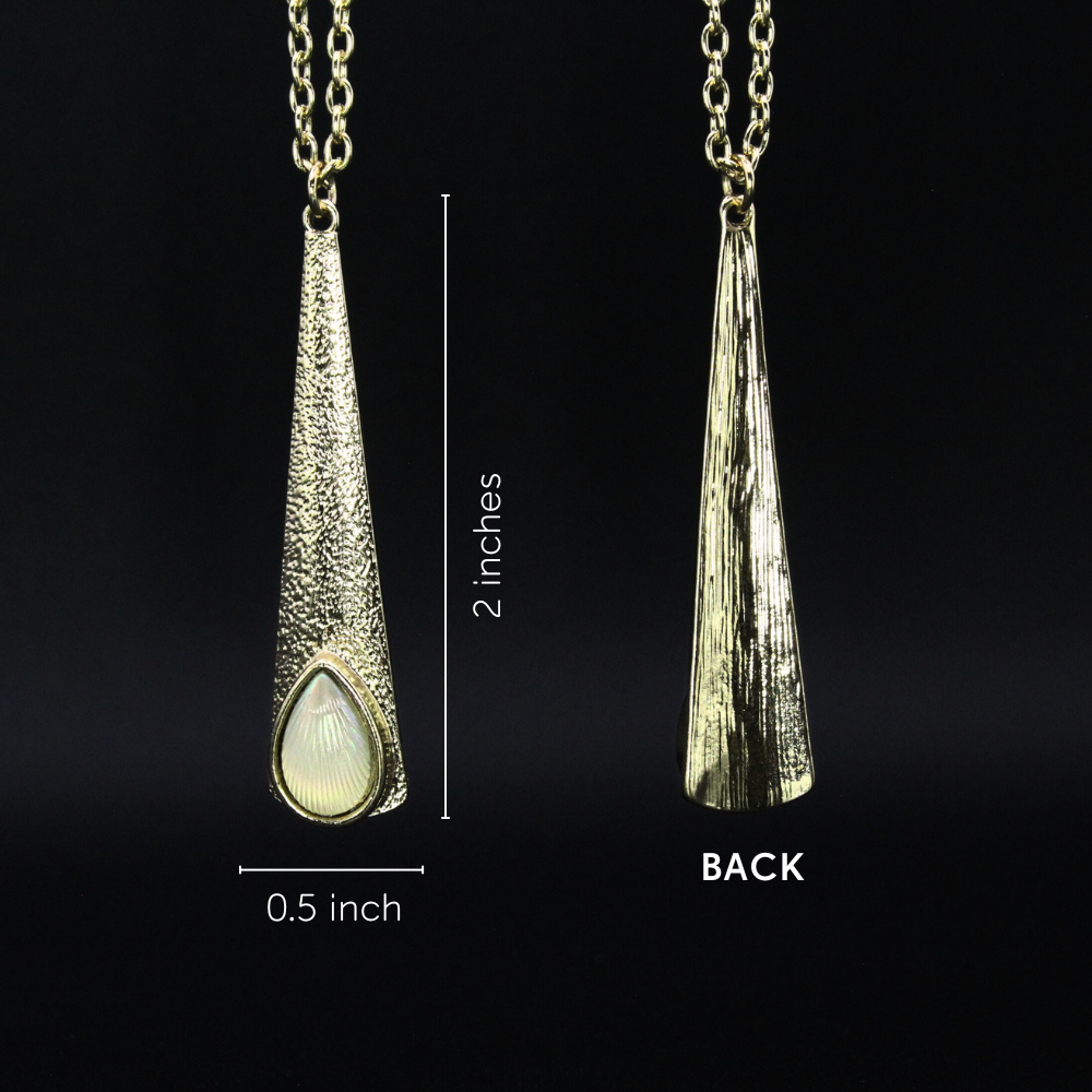 Gold Pendant Necklace with Opalite Seashell Accent