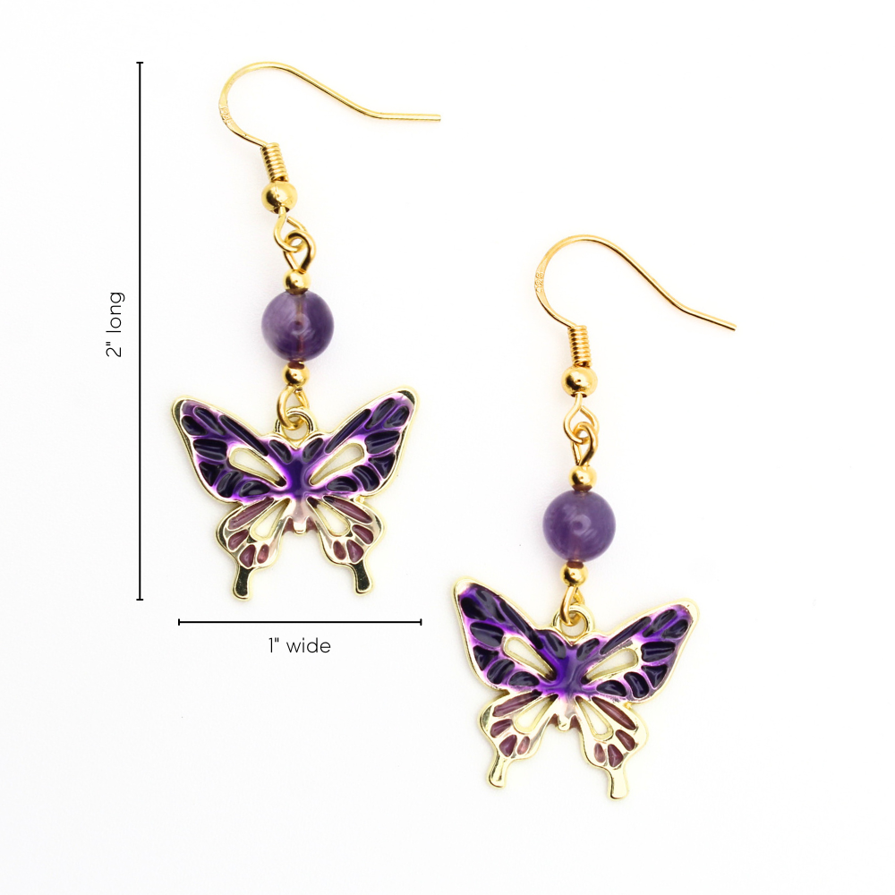 Butterfly Earring with Amethyst