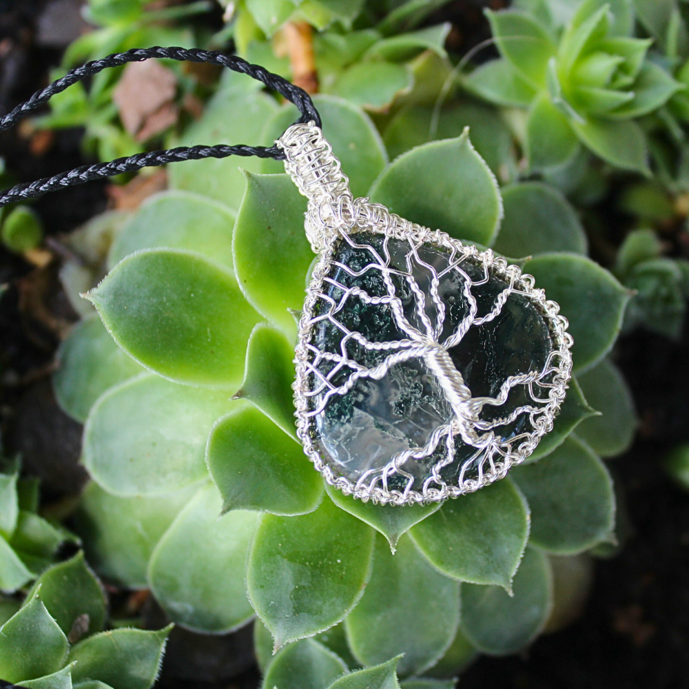 Moss Agate Tree of Life Necklace (adjustable)