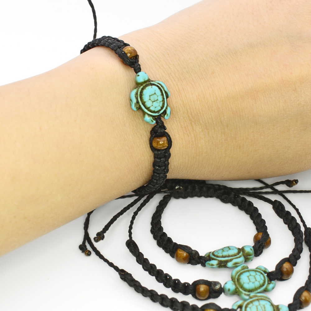 Howlite Sea Turtle Bracelet (Adjustable)