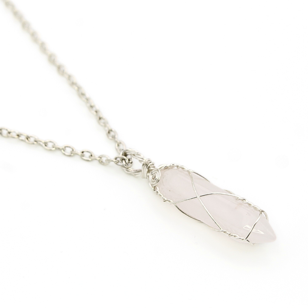 Rose Quartz Crystal Point Necklace