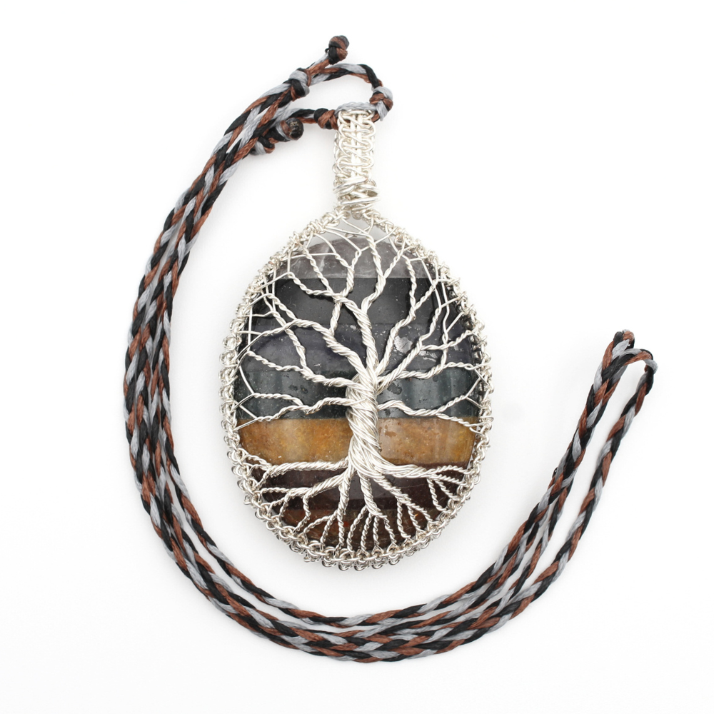Tree of Life Necklace on Seven Layer Stone