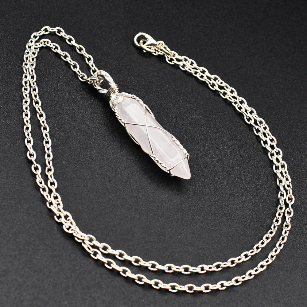 Rose Quartz Crystal Point Necklace