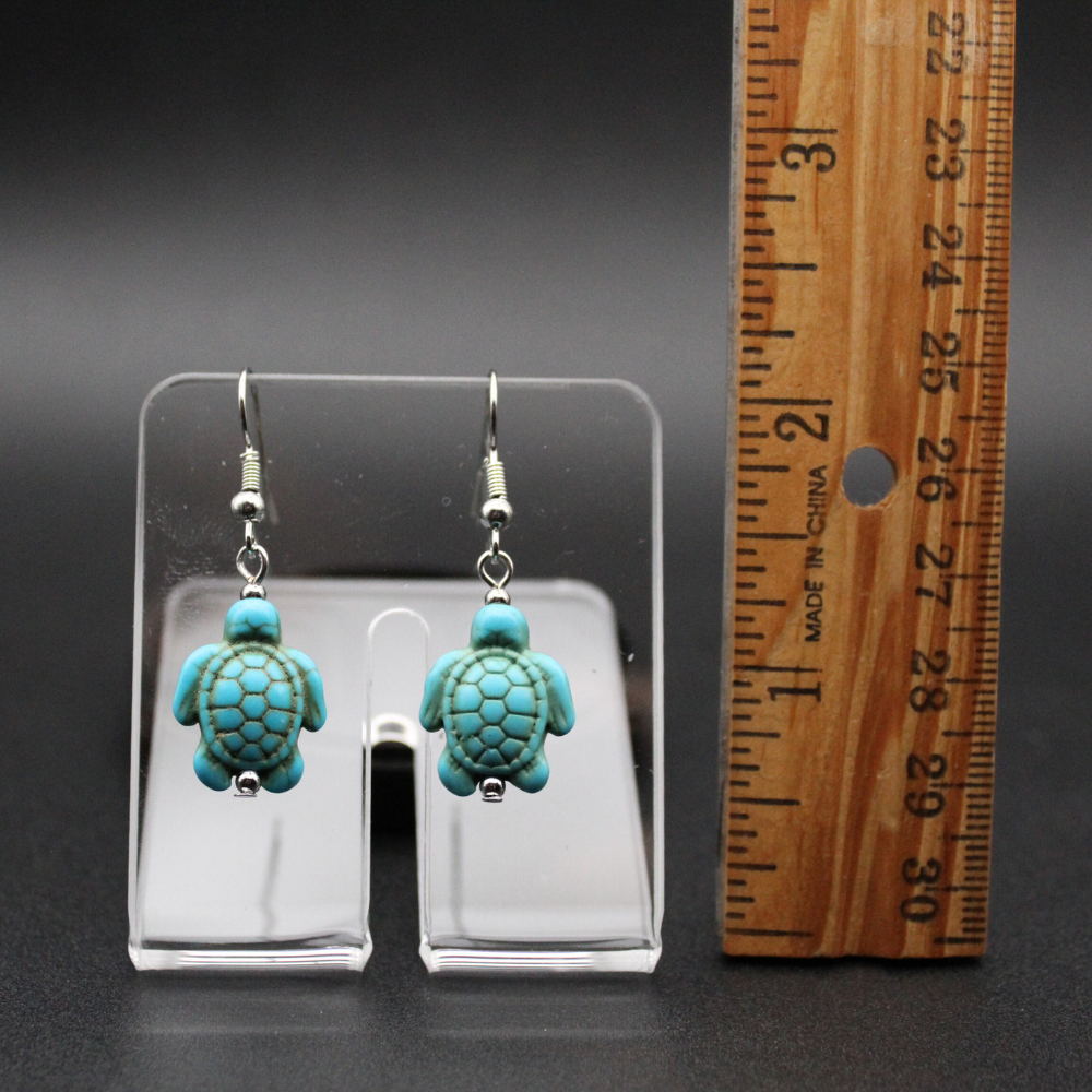 Turtle Earrings with Blue Howlite (Silver)