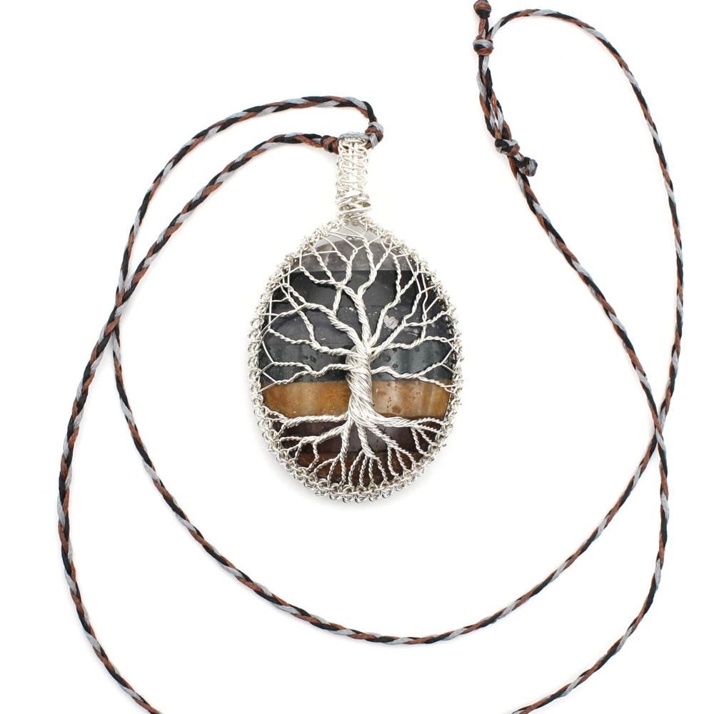 Tree of Life Necklace on Seven Layer Stone