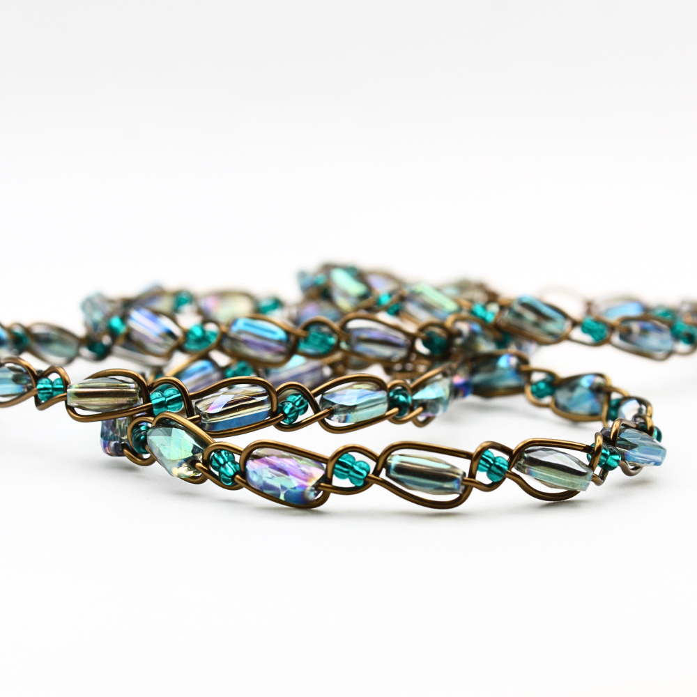 Bronze & Blue Bangle Bracelet (with Clasp)