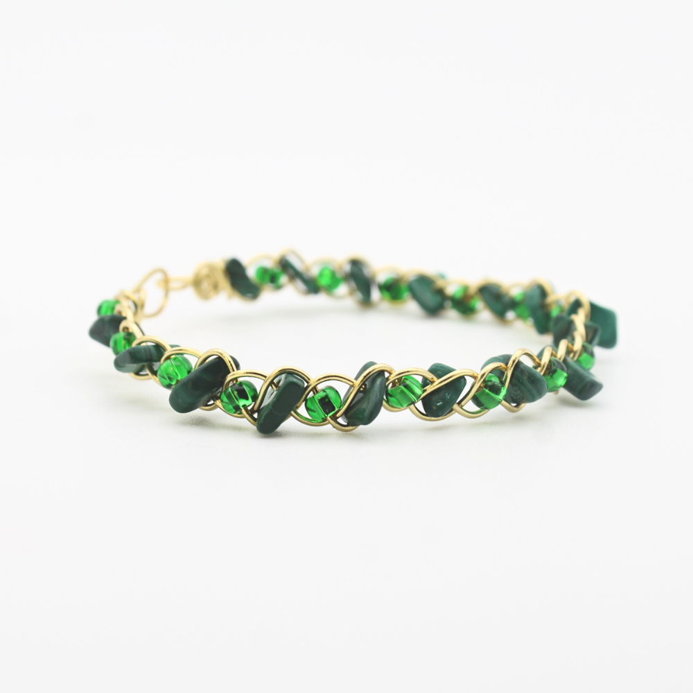 Malachite Bangle Bracelet (w/ Clasp)