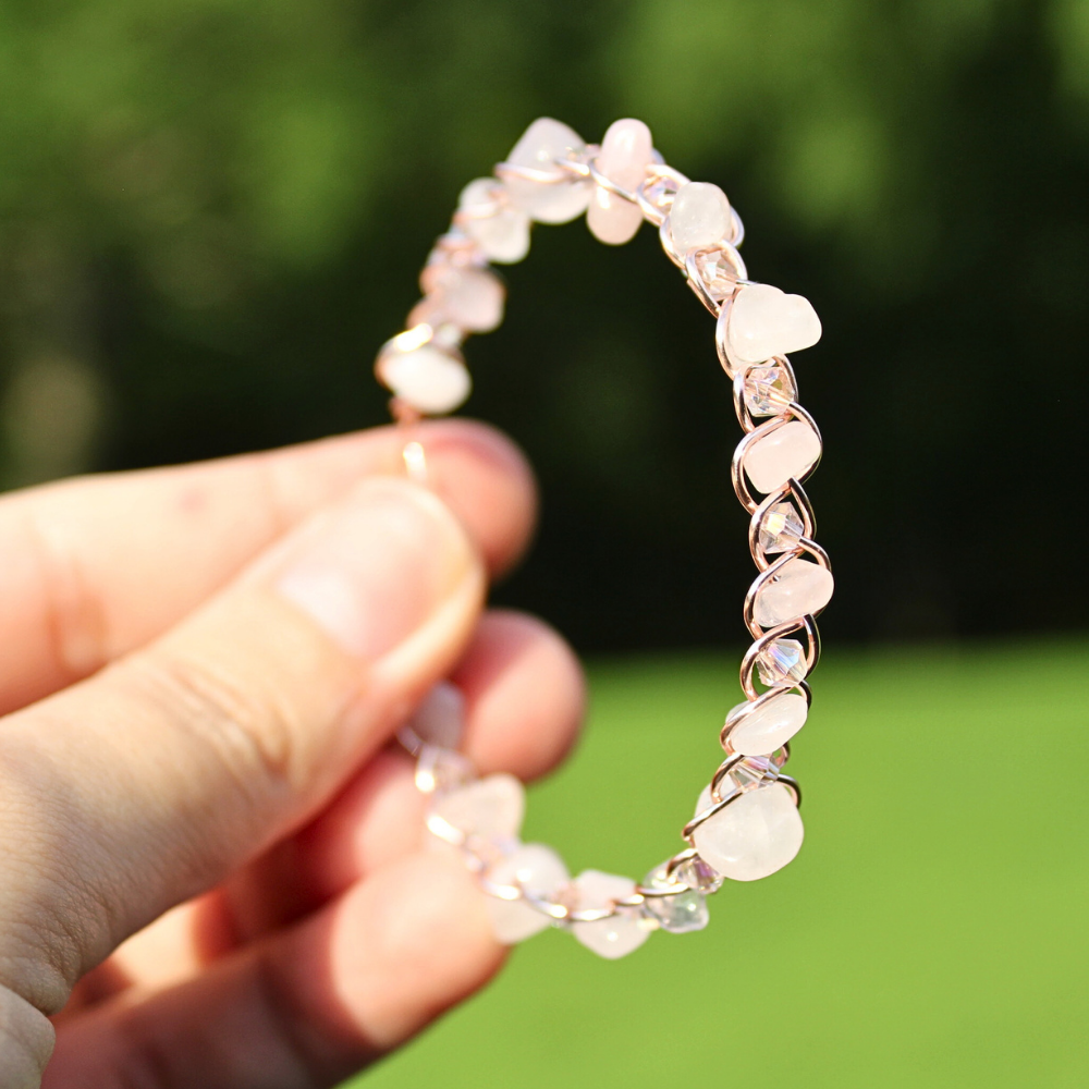 Rose Quartz Bangle Bracelet (w/ Clasp)
