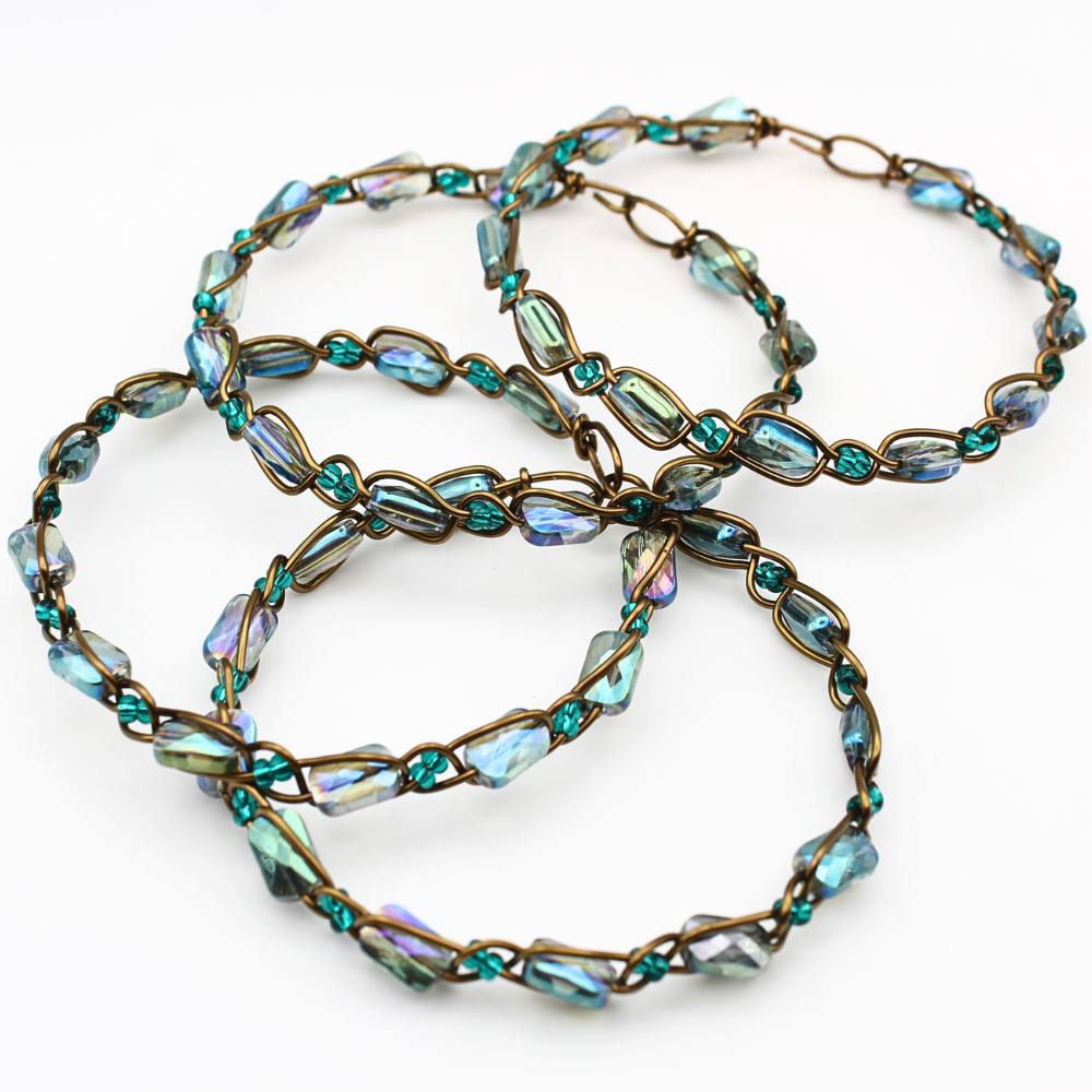 Bronze & Blue Bangle Bracelet (with Clasp)
