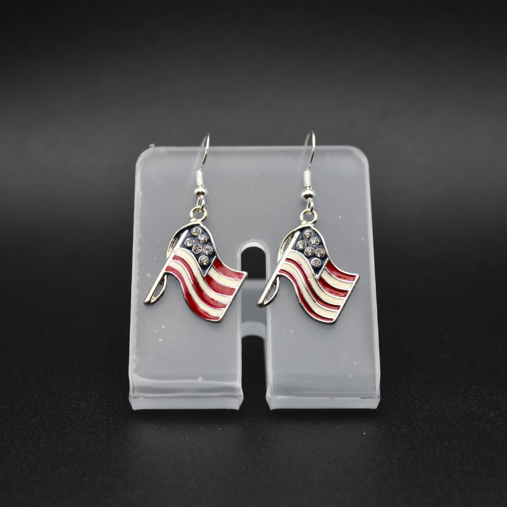 American Flag Earrings (Silver)