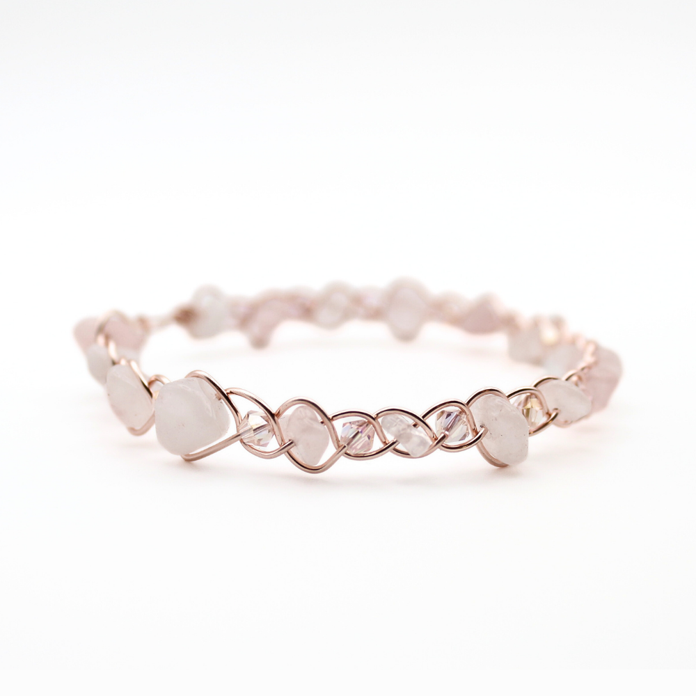 Rose Quartz Bangle Bracelet (w/ Clasp)