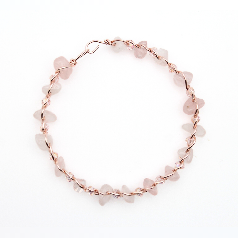 Rose Quartz Bangle Bracelet (w/ Clasp)