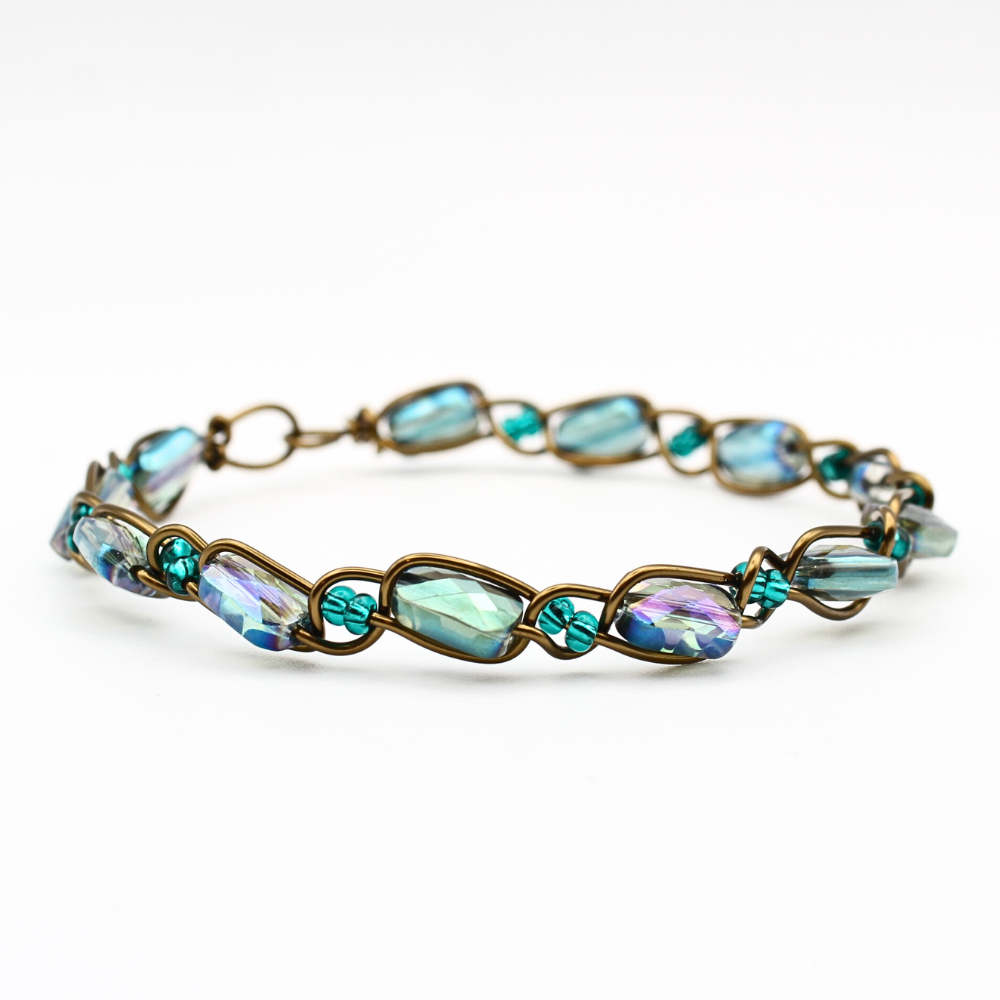 Bronze & Blue Bangle Bracelet (with Clasp)
