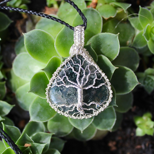 Moss Agate Tree of Life Necklace (adjustable)