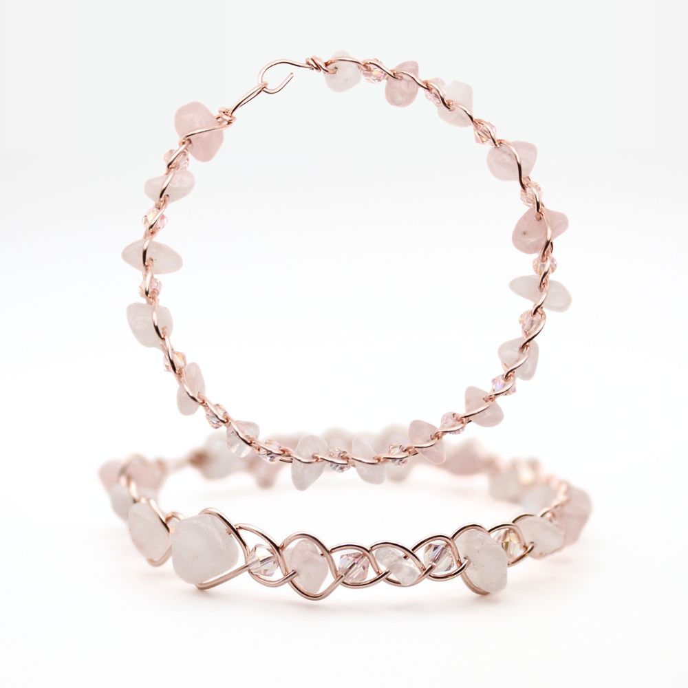 Rose Quartz Bangle Bracelet (w/ Clasp)