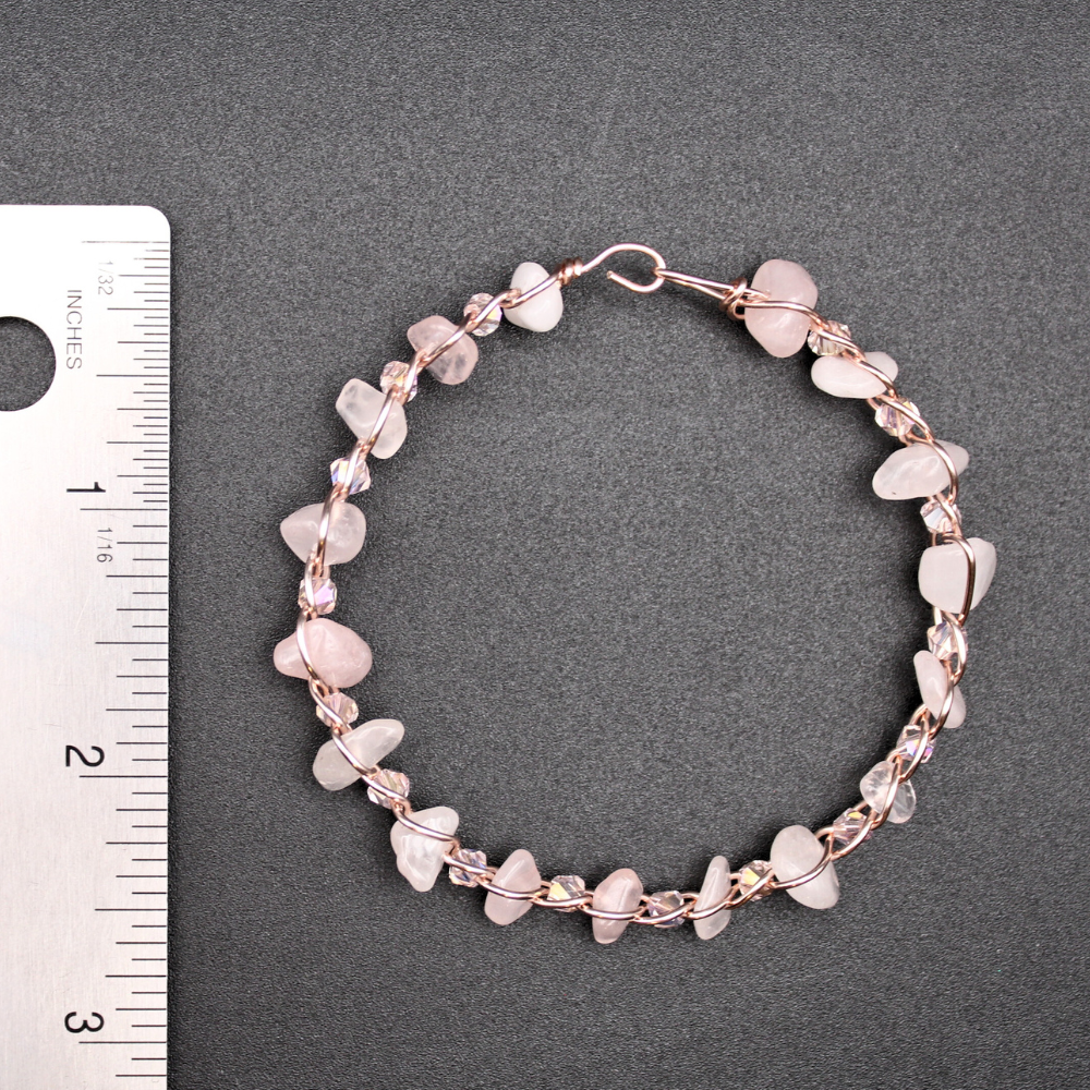 Rose Quartz Bangle Bracelet (w/ Clasp)