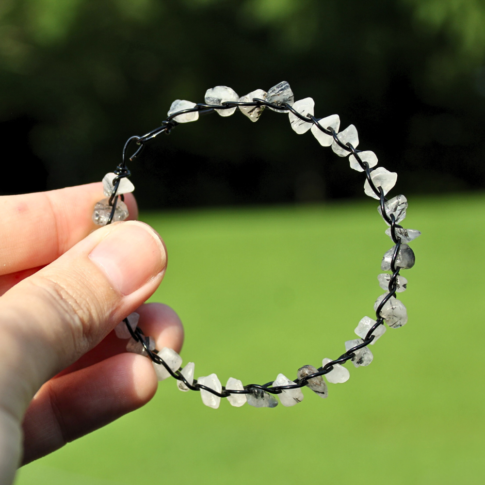 Rutilated Quartz Bangle Bracelet (w/ Clasp)