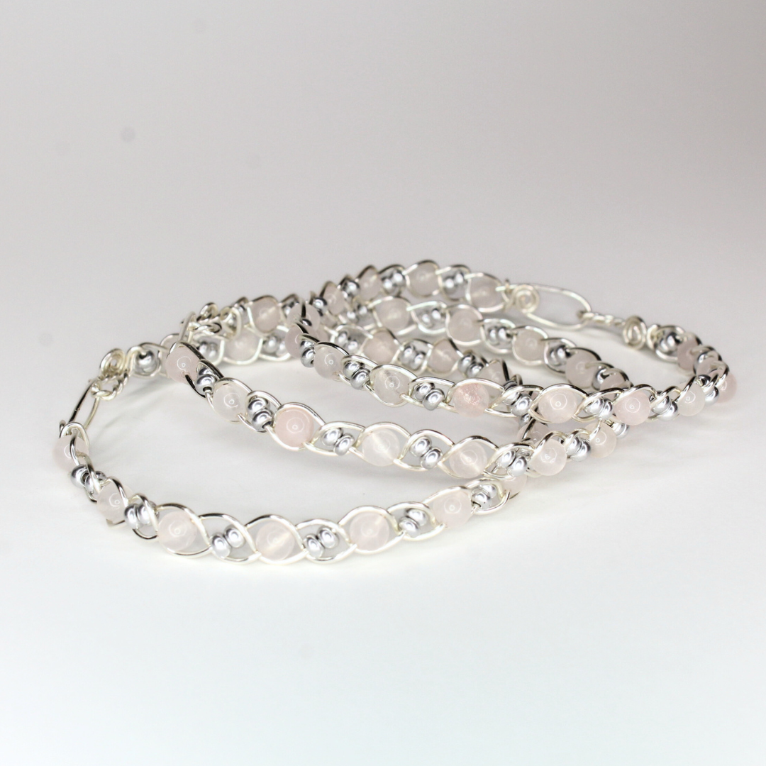 Rose Quartz Bangle Bracelet (w/ Clasp)