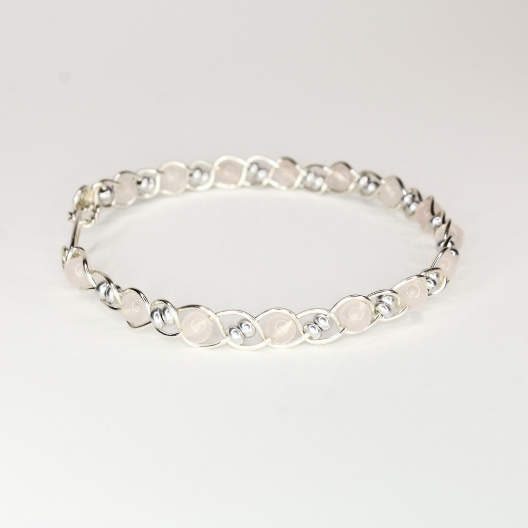 Rose Quartz Bangle Bracelet (w/ Clasp)