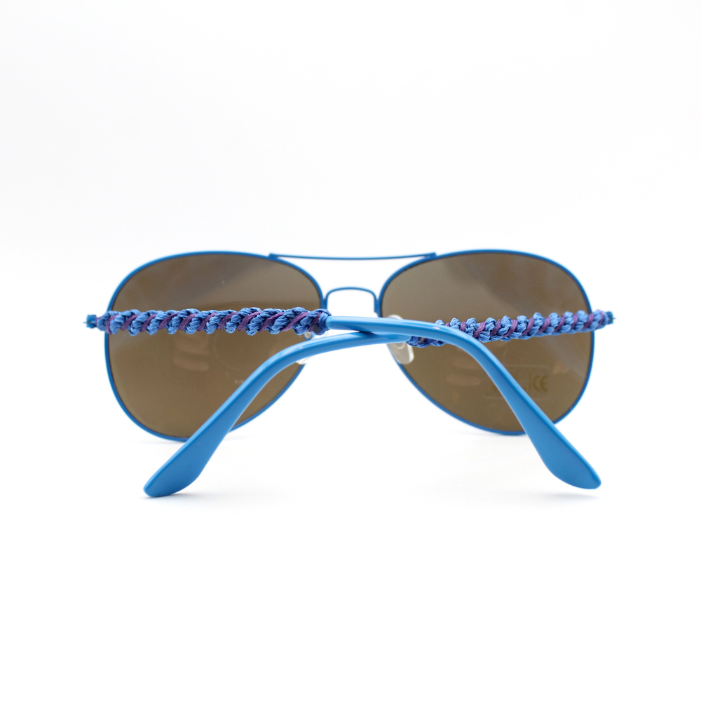 Blue Aviator Sunglasses with Macrame