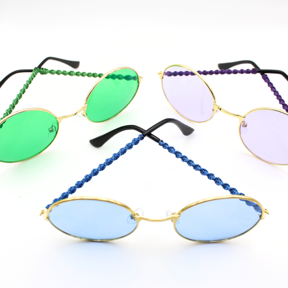 Green Round Glasses with Macrame