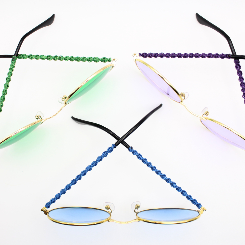 Blue Round Glasses with Macrame