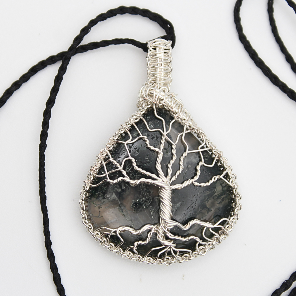 Moss Agate Tree of Life Necklace (adjustable)