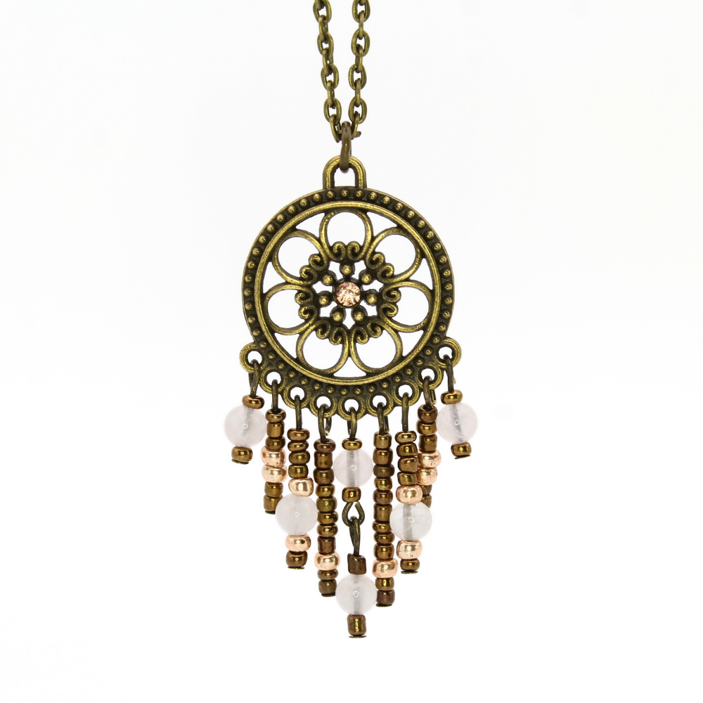 Rose Quartz Dream Catcher Necklace