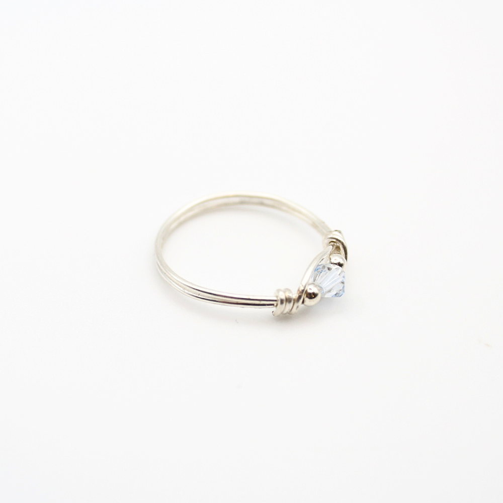 Blue Glass Ring with Silver-Filled Wire