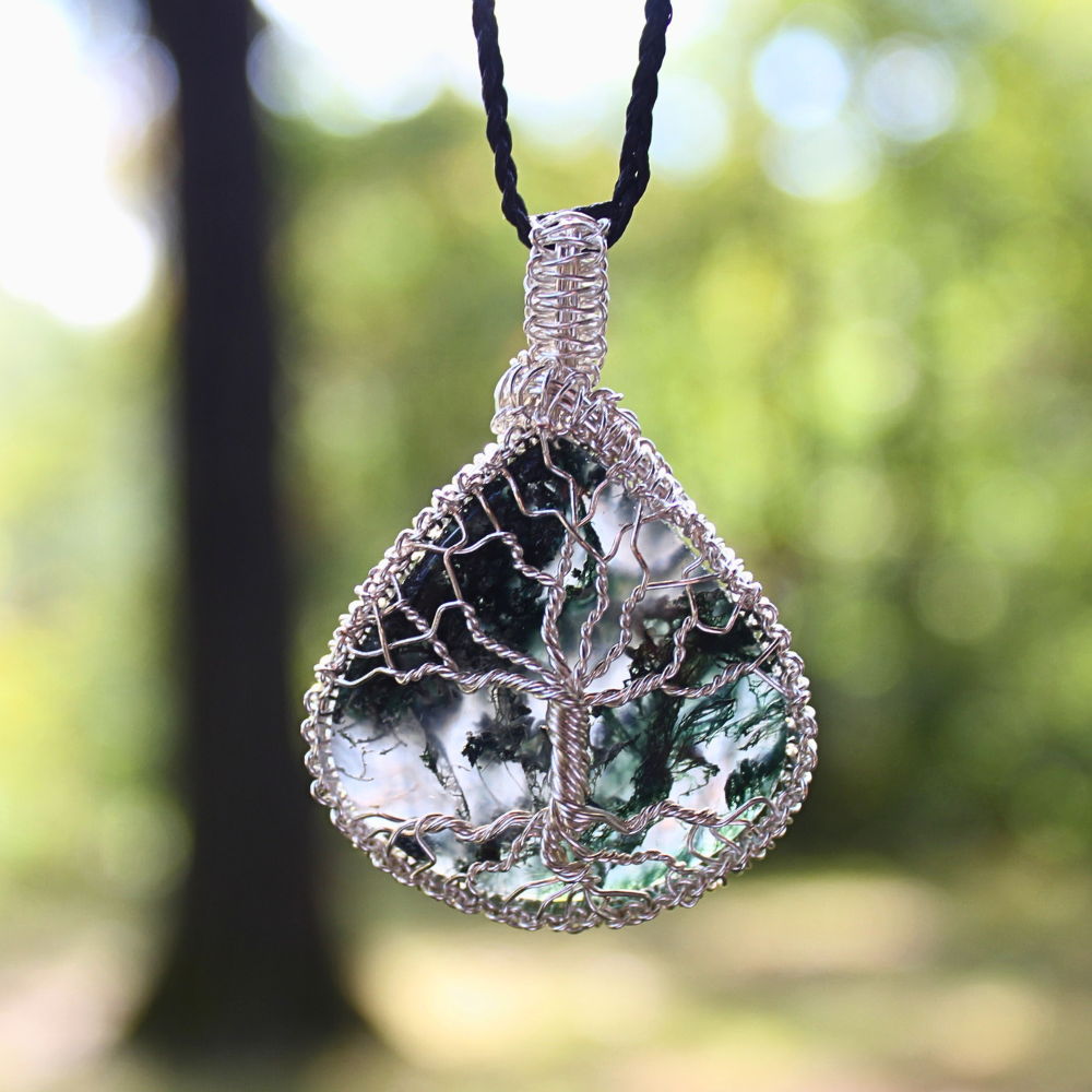 Moss Agate Tree of Life Necklace (adjustable)