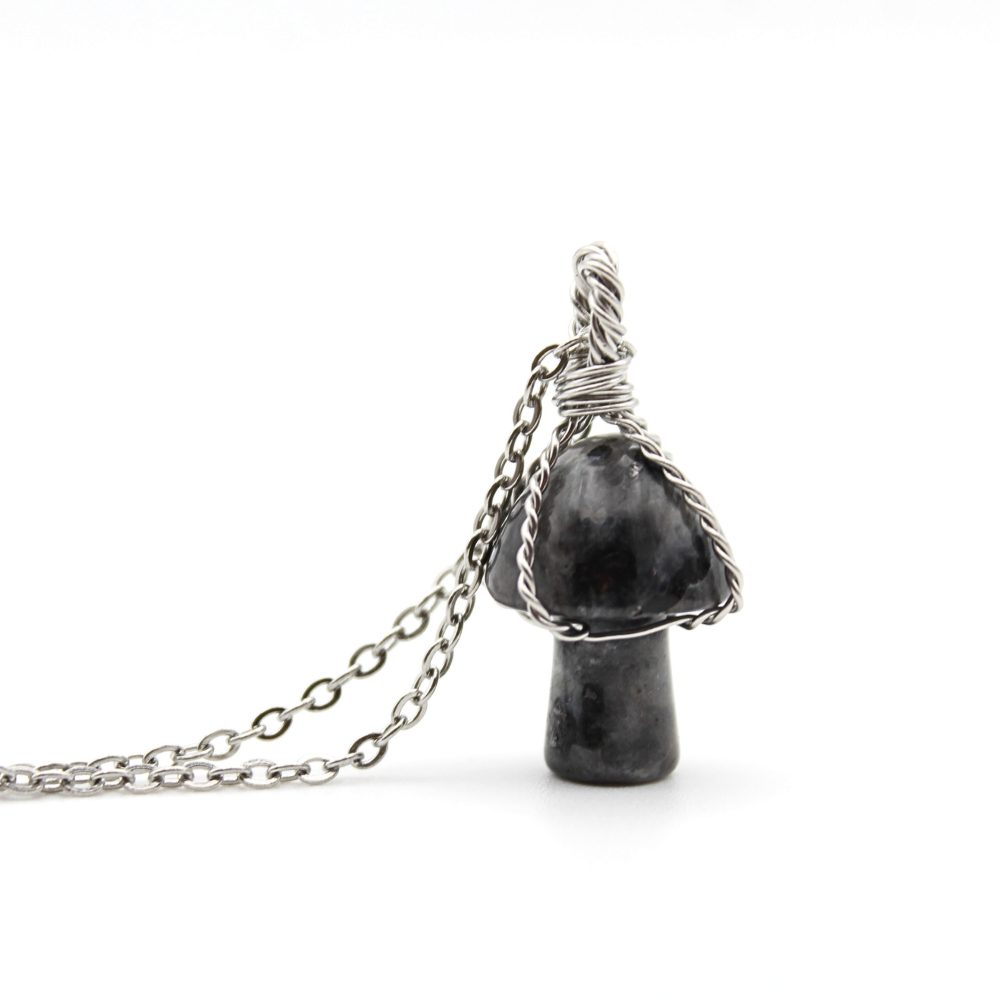 Black Labradorite Mushroom Necklace