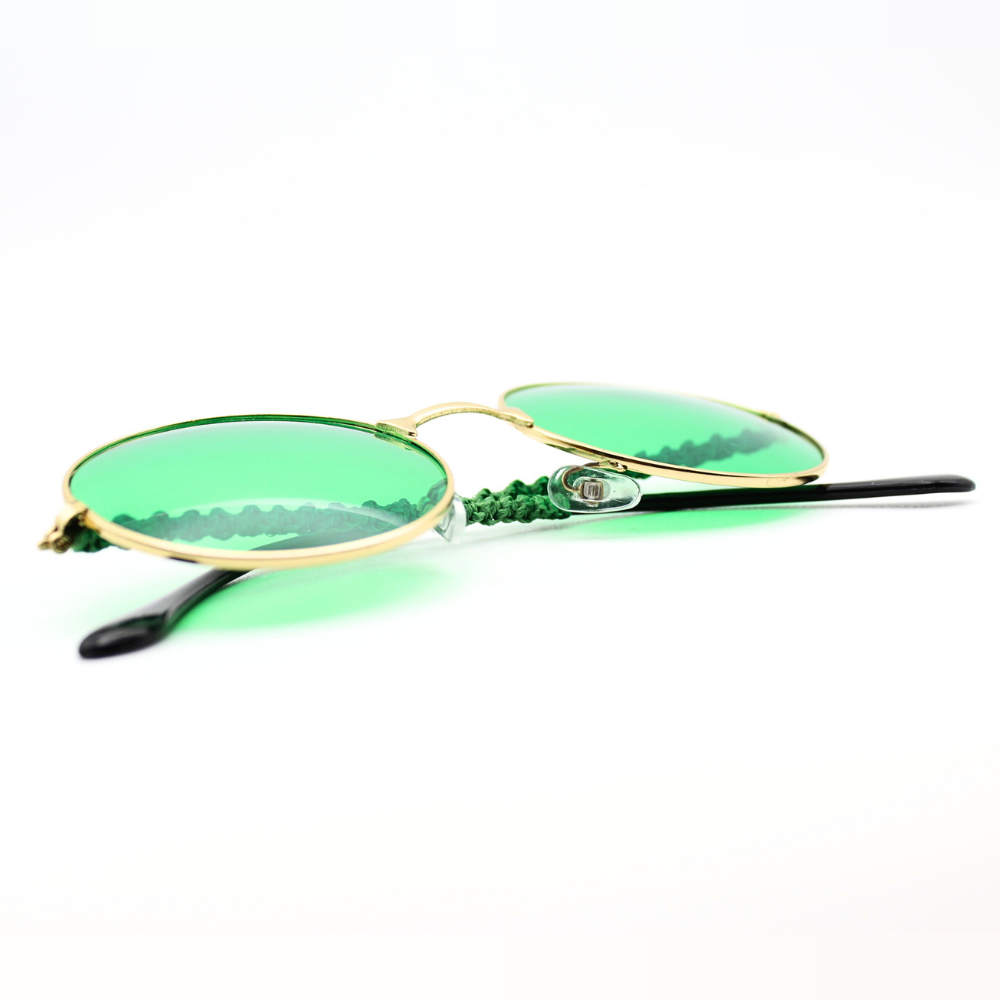 Green Round Glasses with Macrame