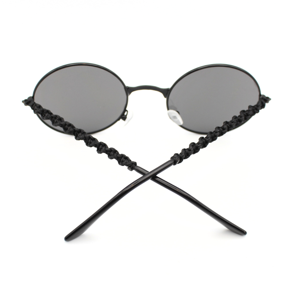 Black Round Macrame Sunglasses