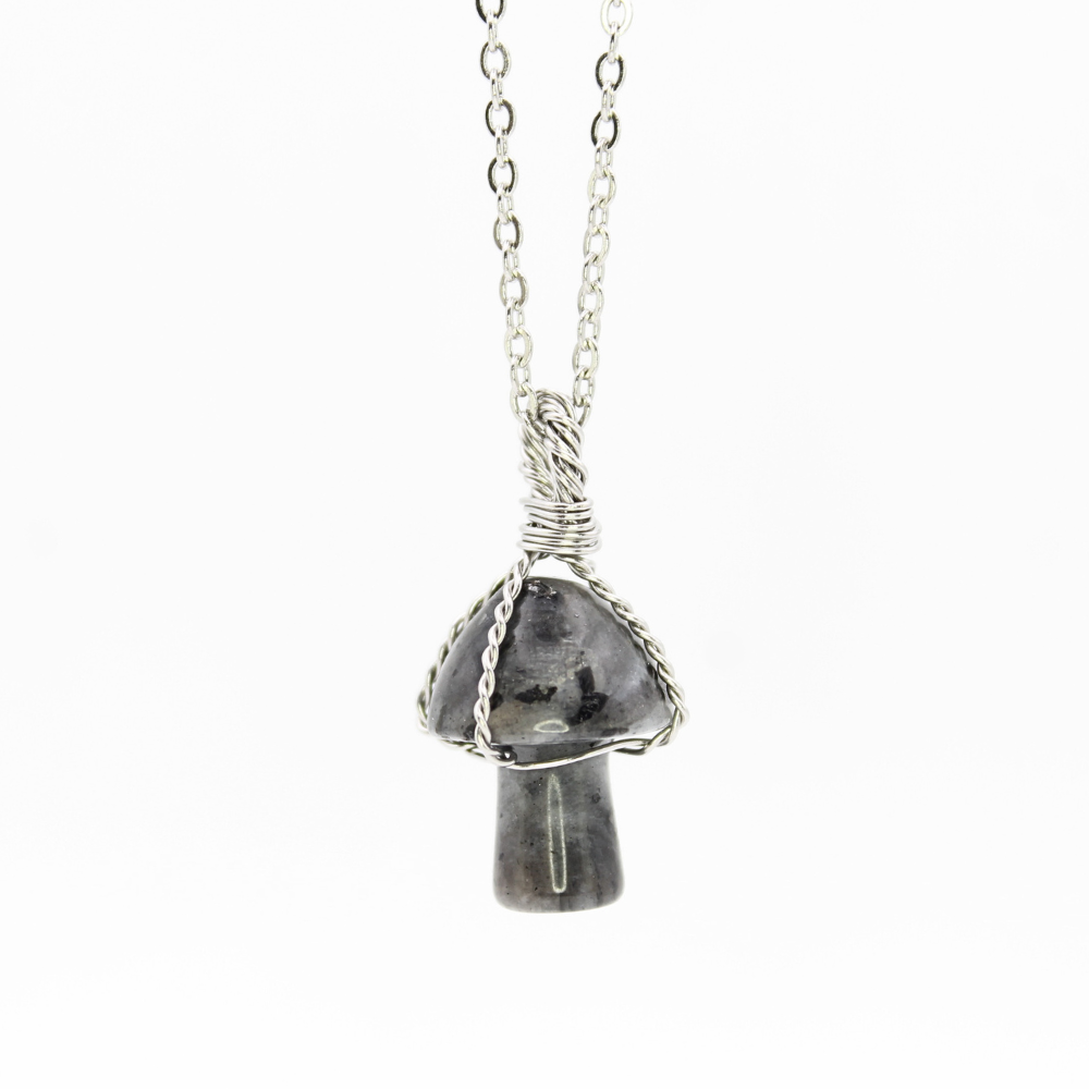 Black Labradorite Mushroom Necklace