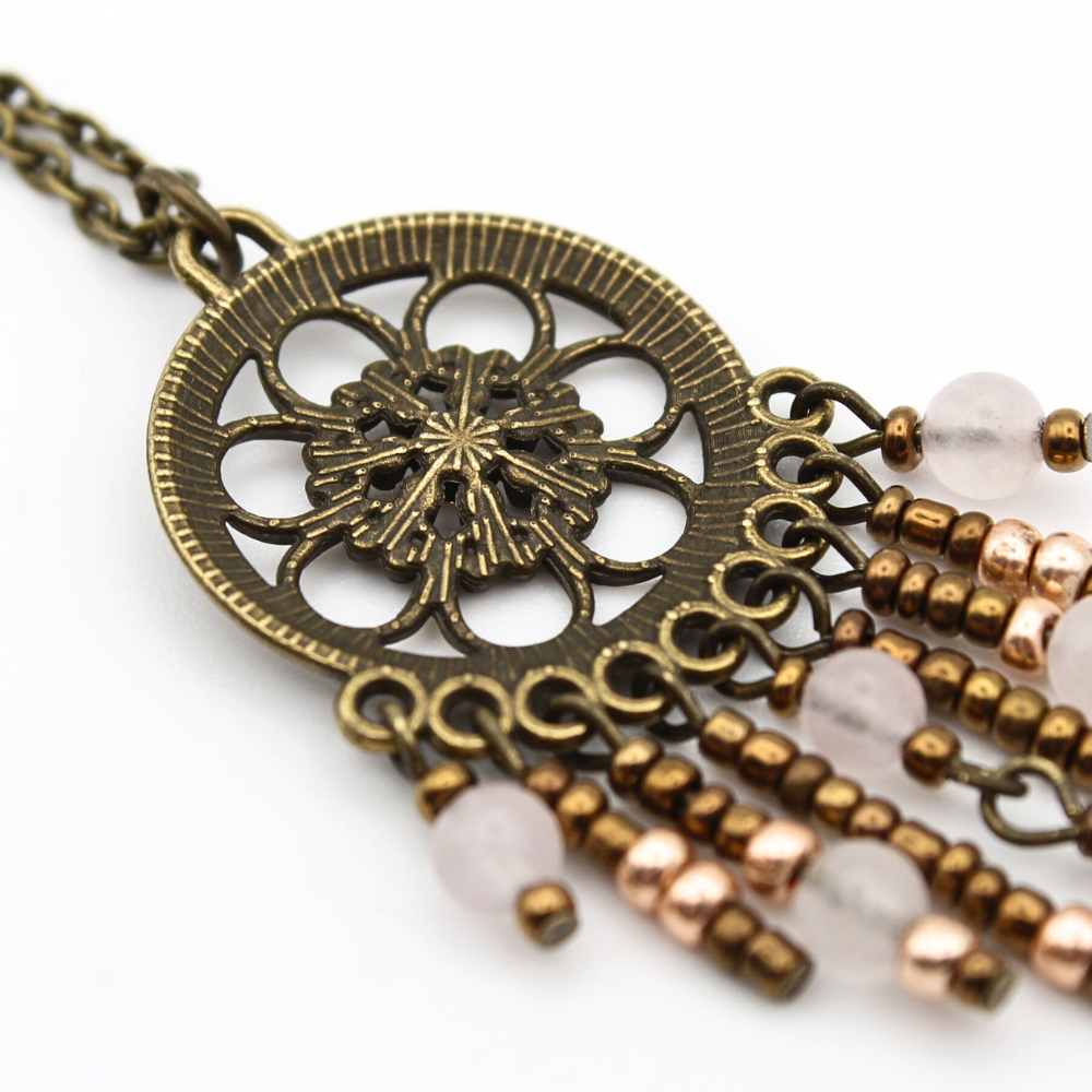 Rose Quartz Dream Catcher Necklace