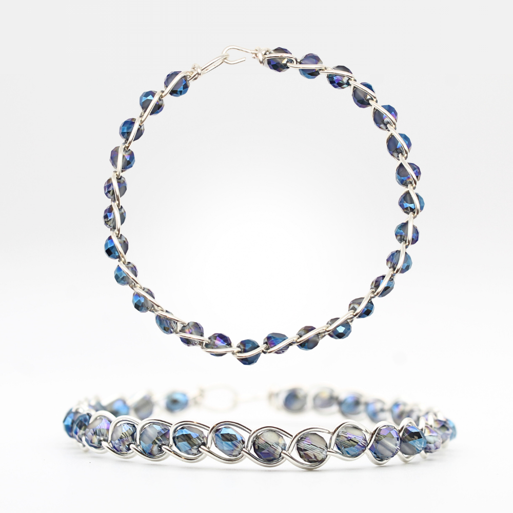 Cool Blue Bangle Bracelet (with Clasp)