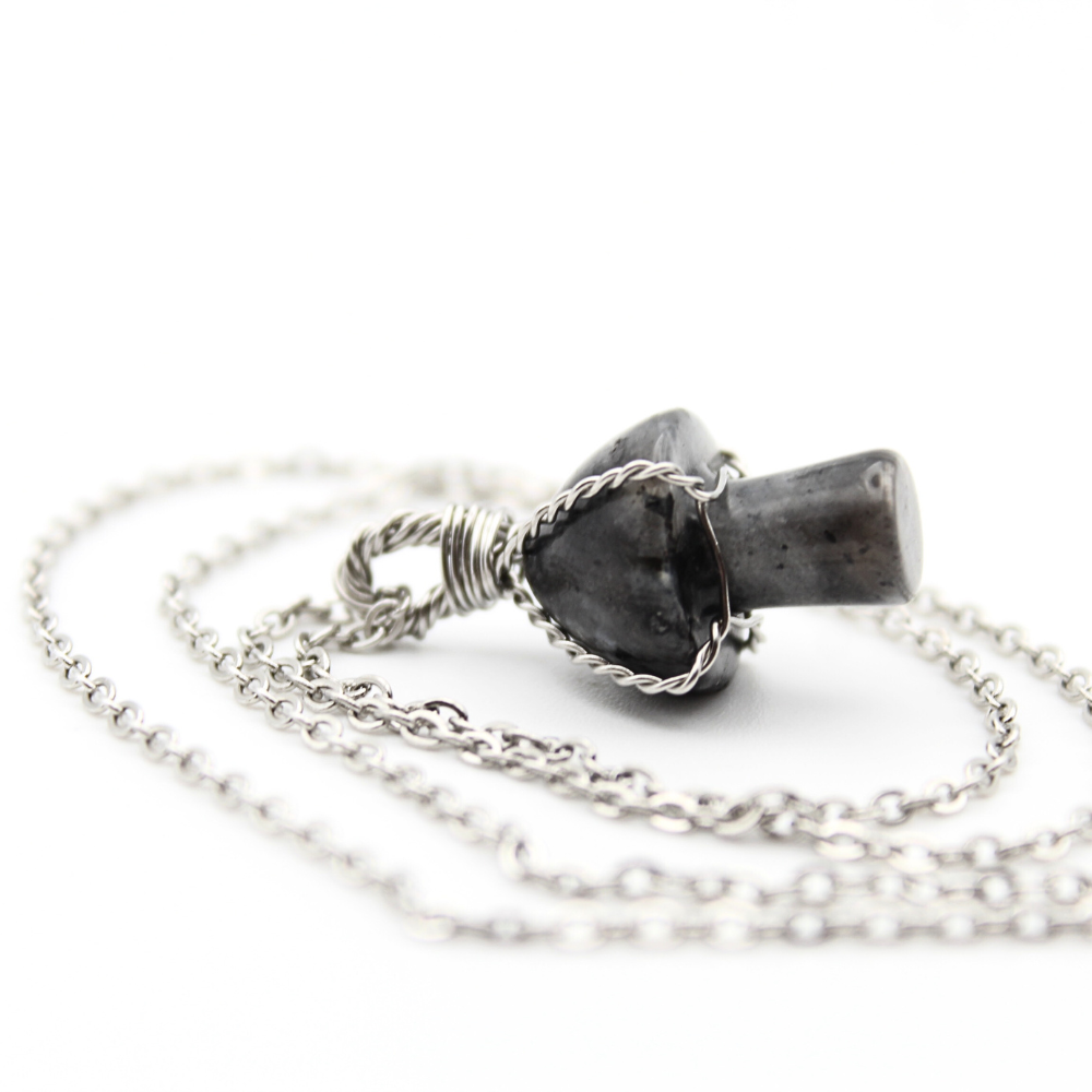 Black Labradorite Mushroom Necklace