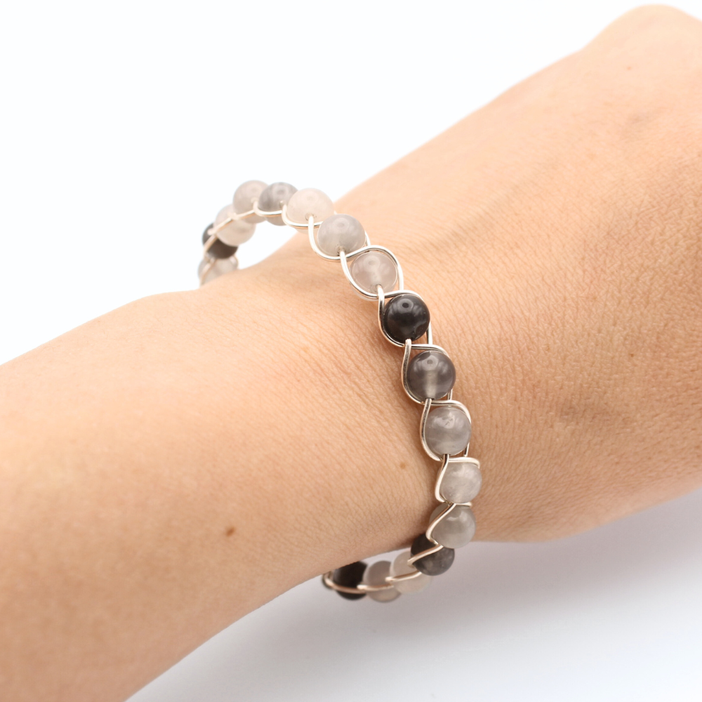 Smoky Quartz Bangle Bracelet (w/ Clasp)