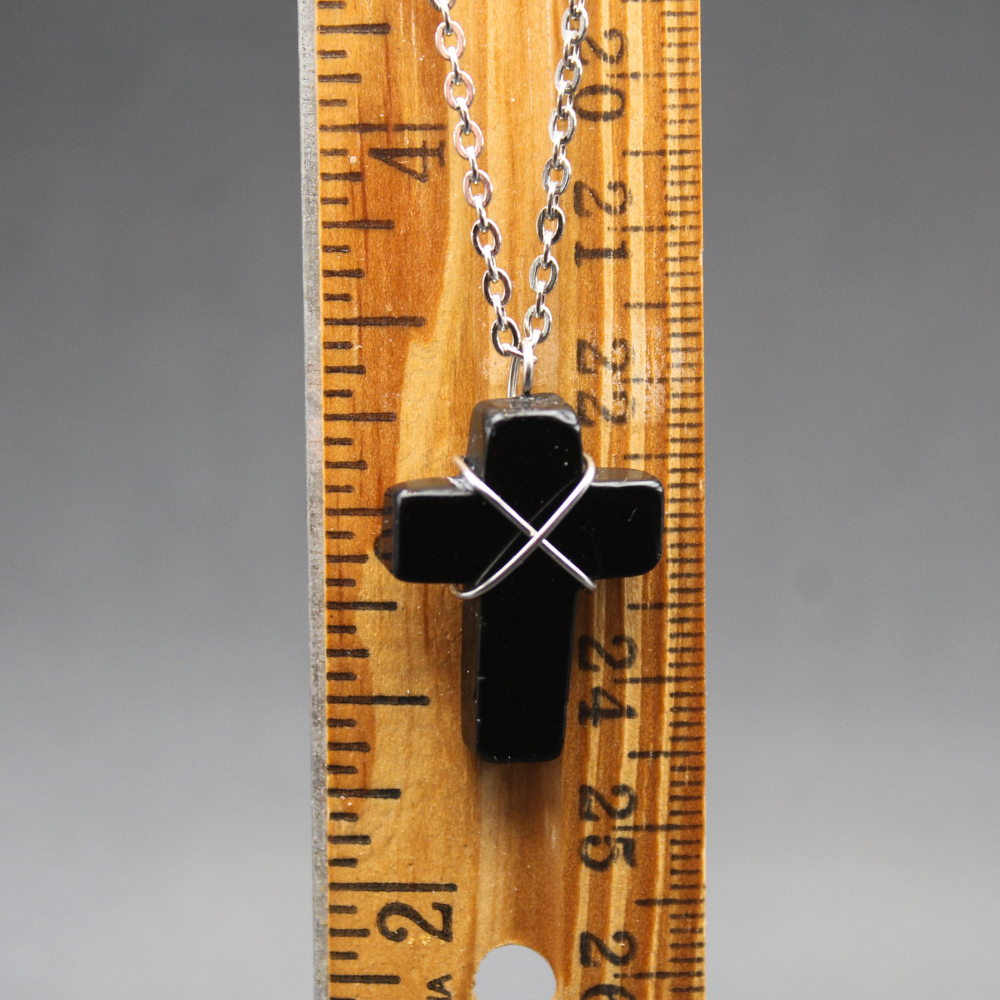 Black Obsidian Cross Necklace
