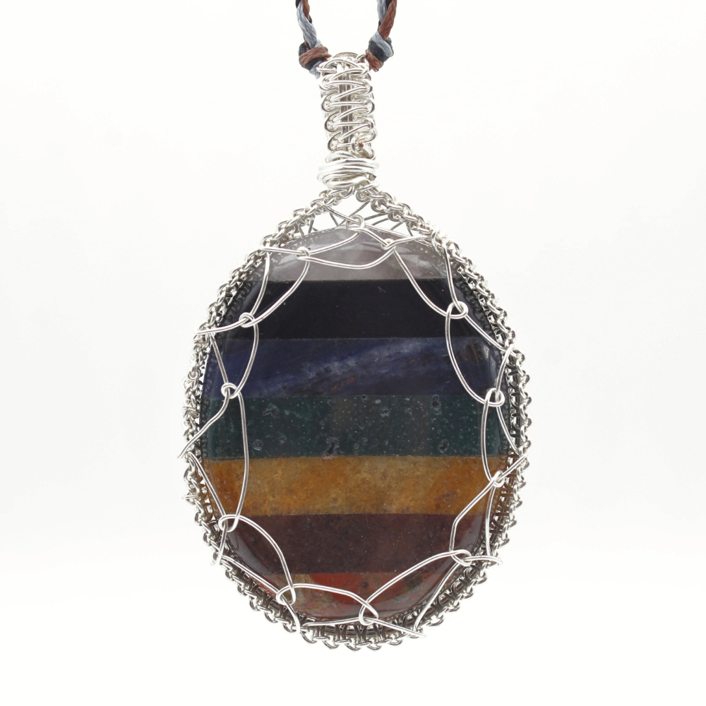 Tree of Life Necklace on Seven Layer Stone