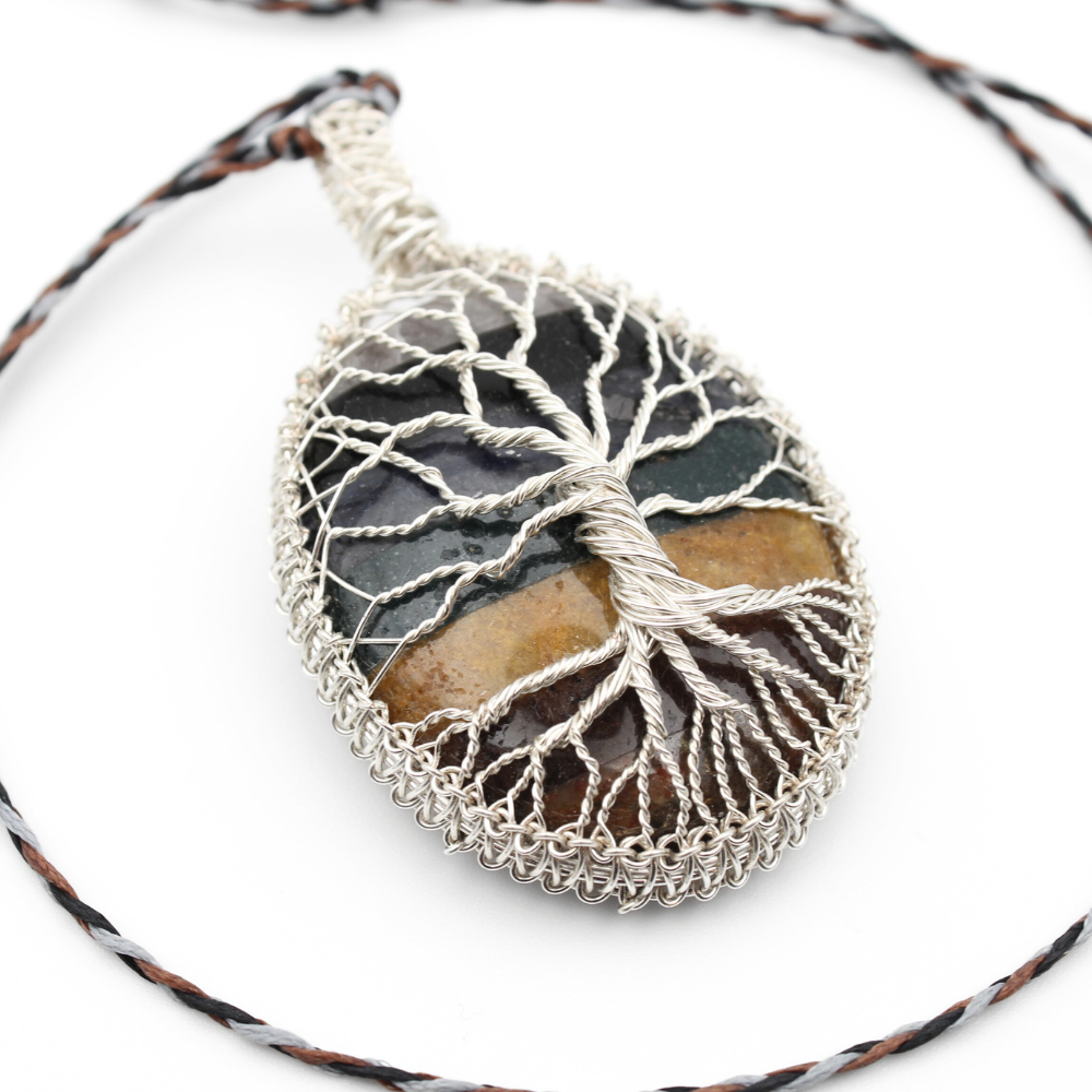 Tree of Life Necklace on Seven Layer Stone