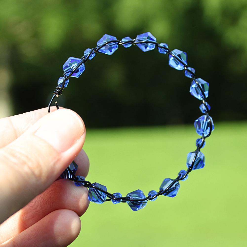 Black & Blue Bangle Bracelet (w/ Clasp)