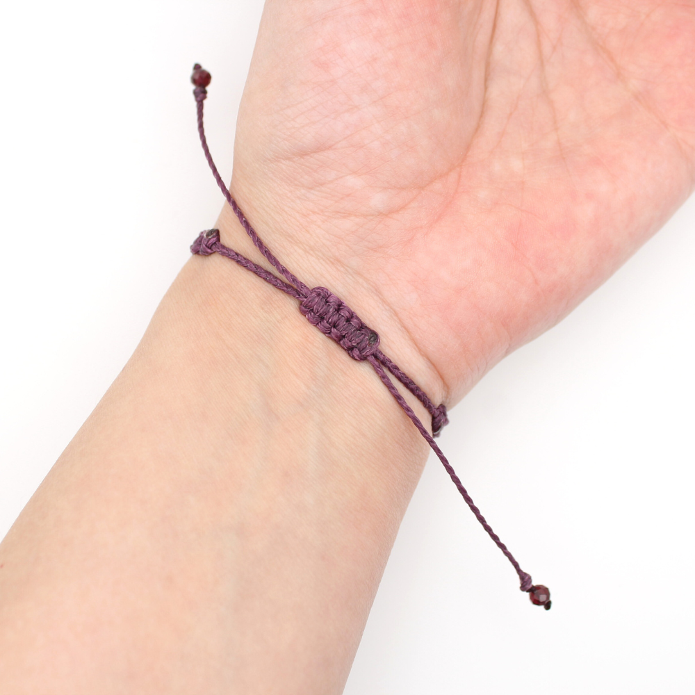 Friendship Bracelet with Garnet (Adjustable)