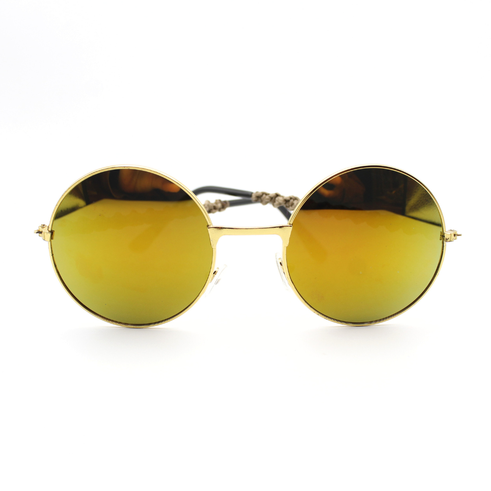 Golden Round Sunglasses with Macrame