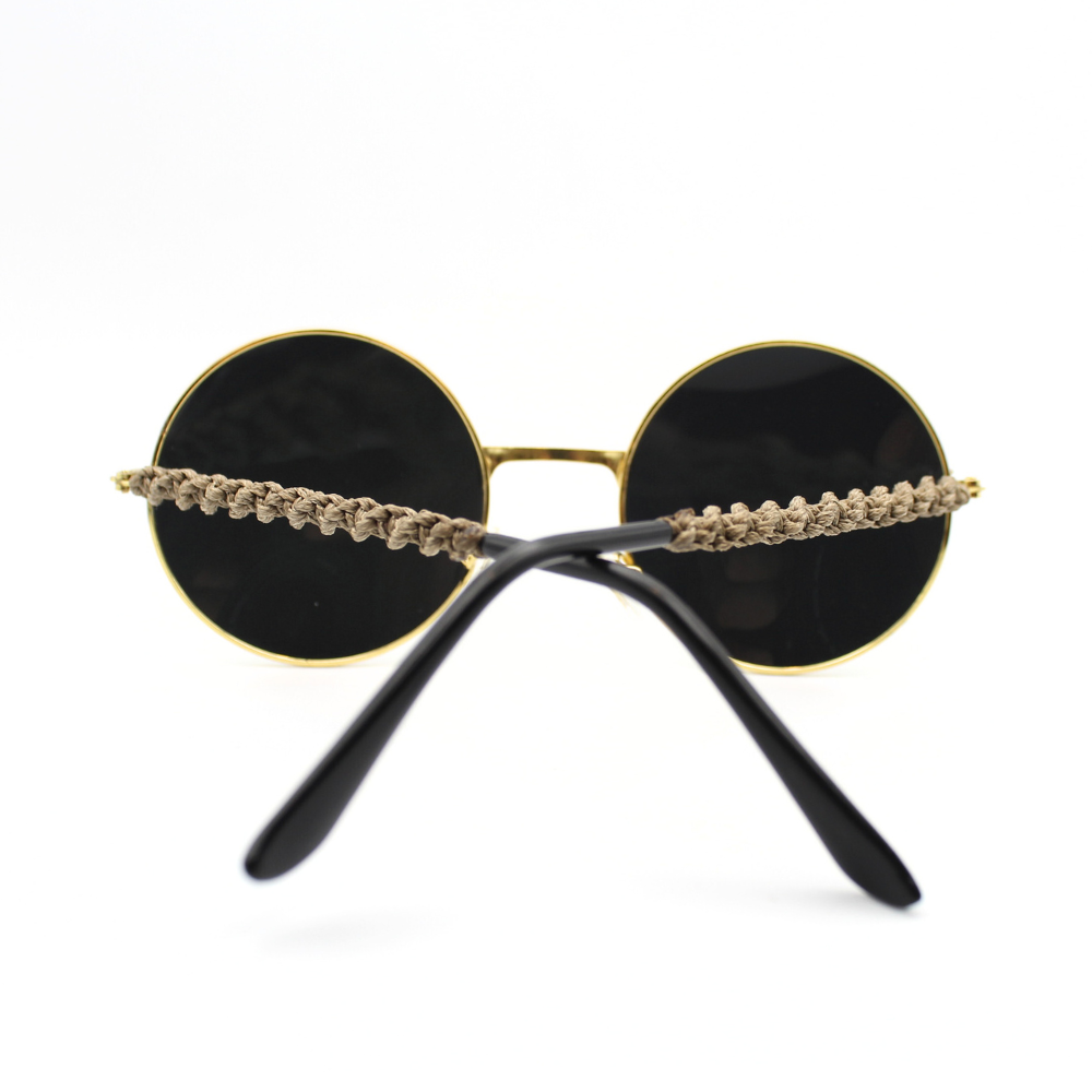 Golden Round Sunglasses with Macrame