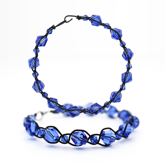 Black & Blue Bangle Bracelet (w/ Clasp)