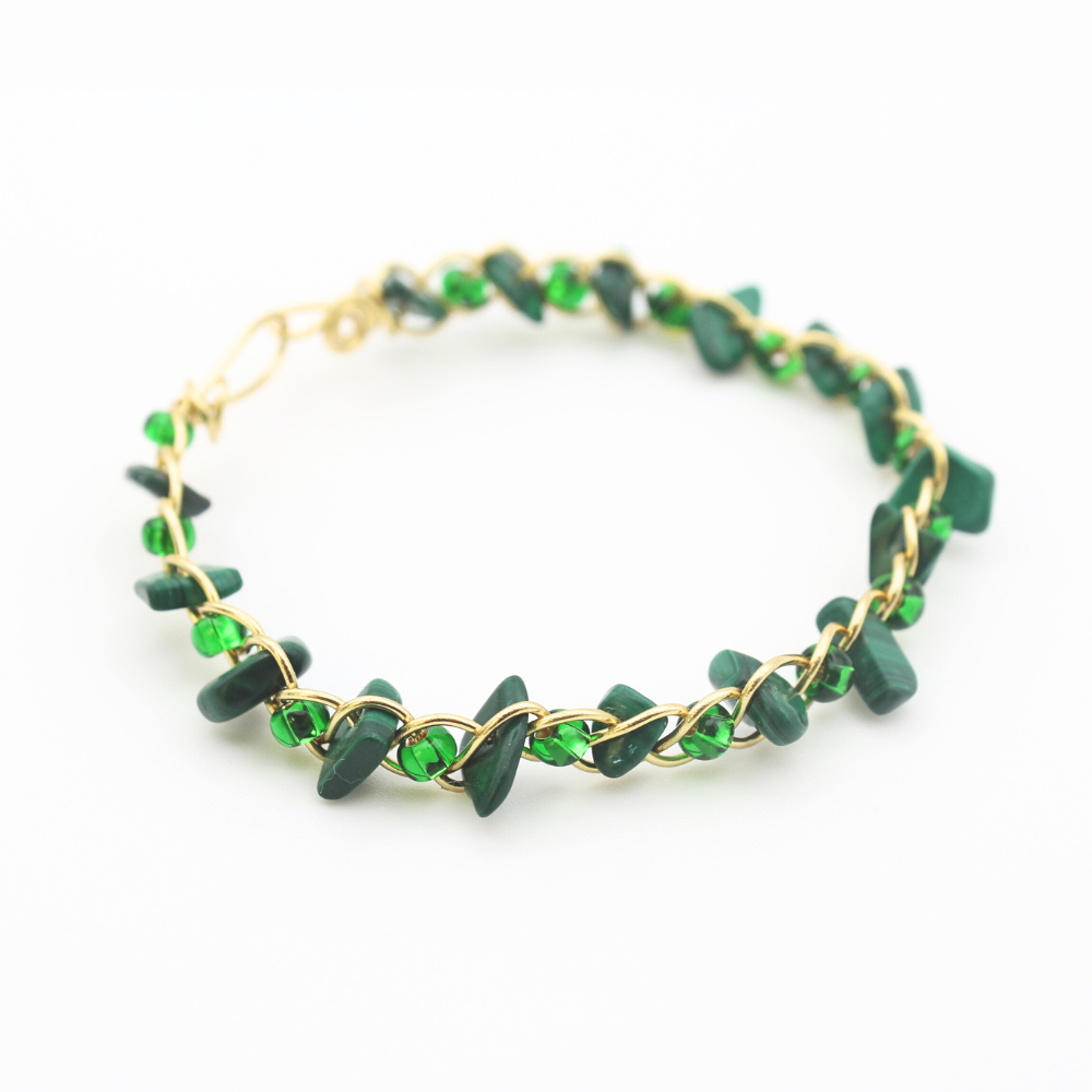 Malachite Bangle Bracelet (w/ Clasp)
