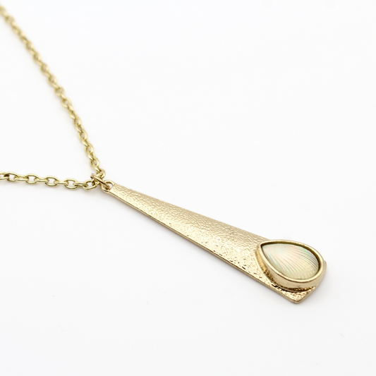 Gold Pendant Necklace with Opalite Seashell Accent
