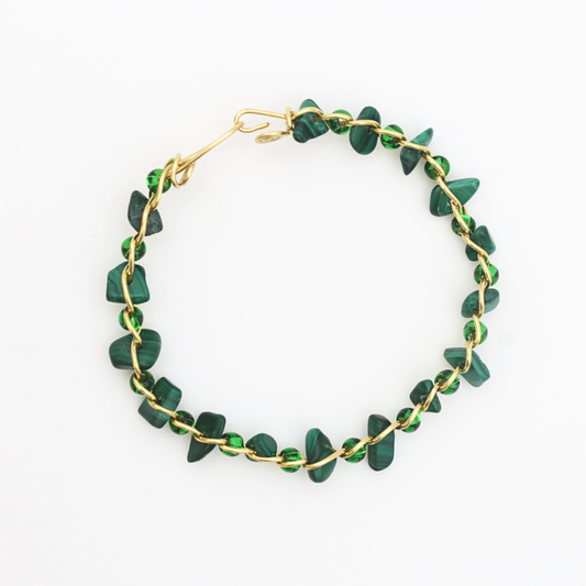 Malachite Bangle Bracelet (w/ Clasp)